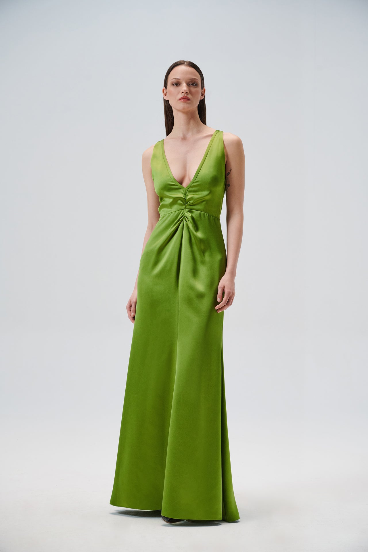 "Ste"  dress in vibrant green