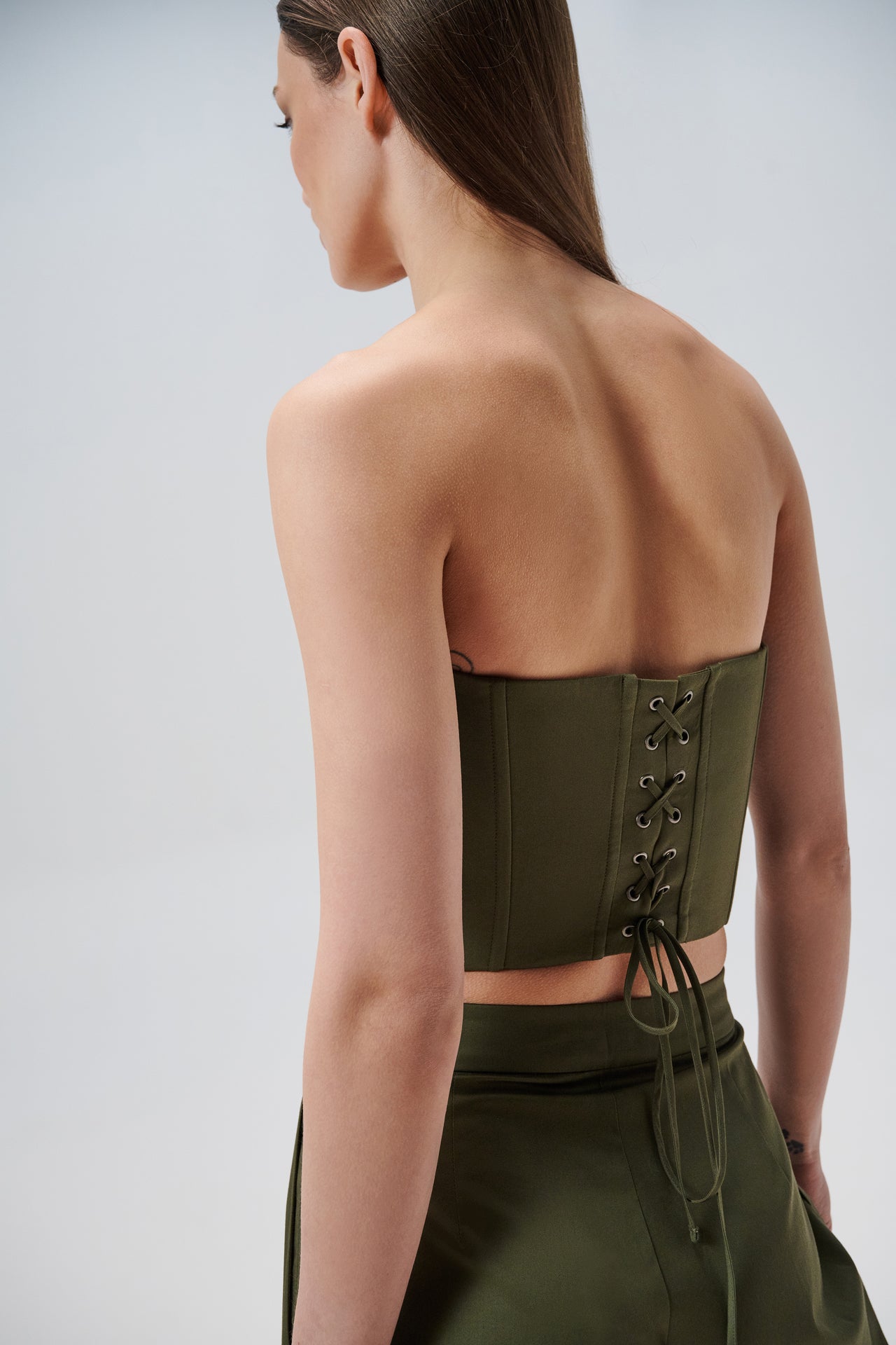 Cotton corset top in military